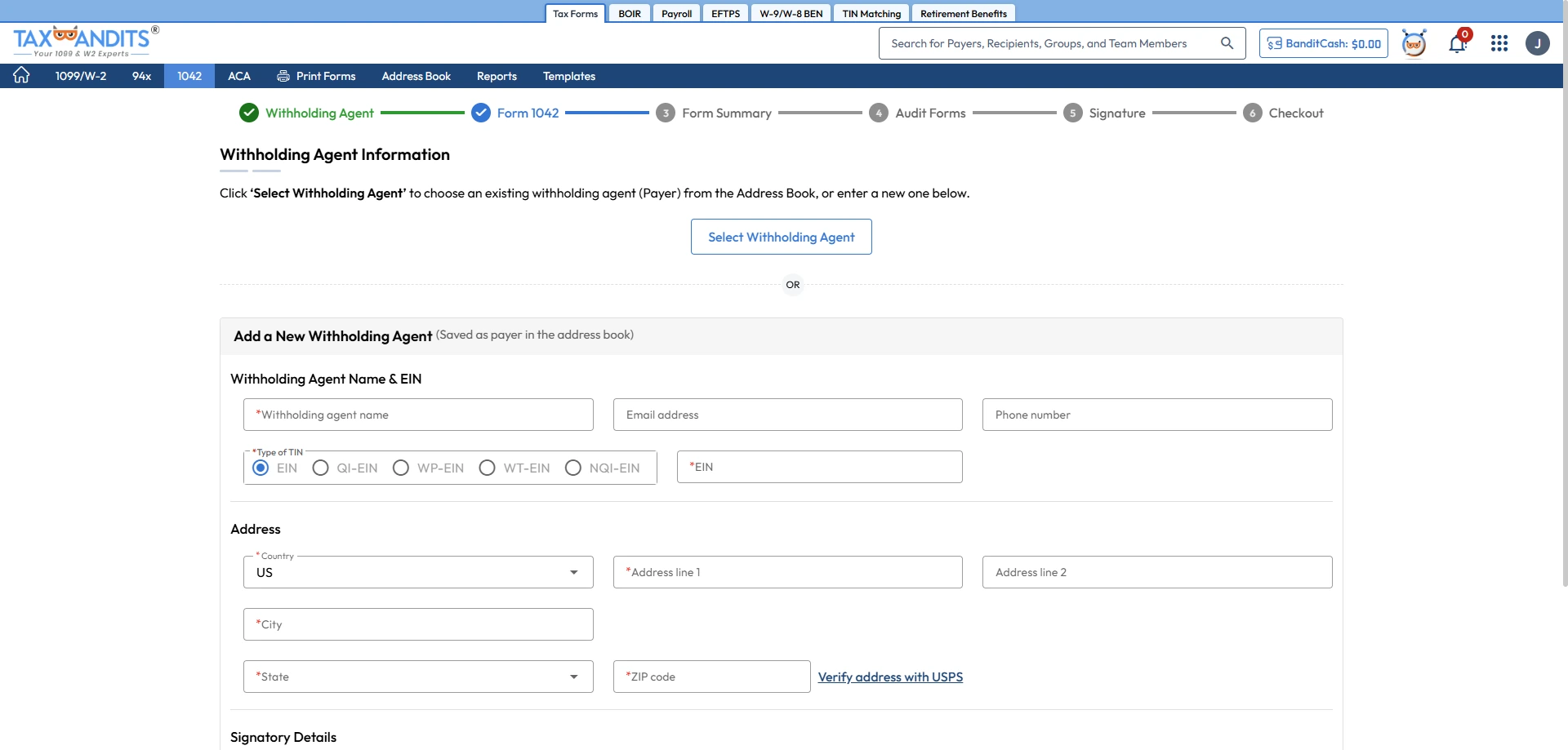 Enter Form 1099 Details